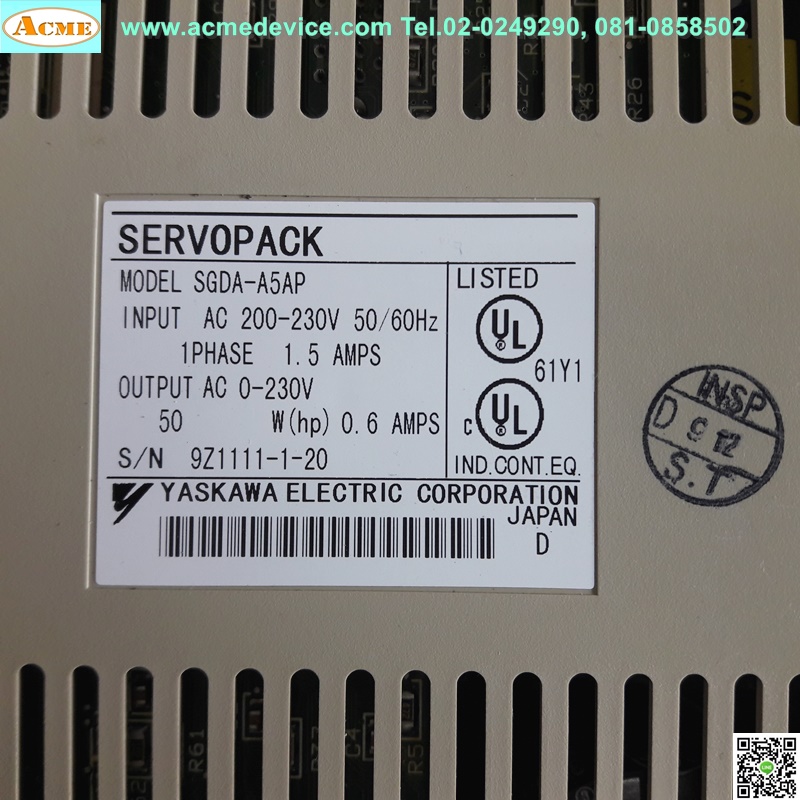 Servo Drive Yaskawa รุ่น SGDA-A5AP & Motor SGM-A5A312, 50w, 3000 r/min