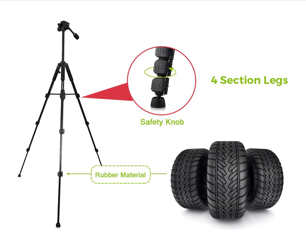 ขาตั้งกล้องพร้อมหัวแพนวิดีโอ ยี่ห้อ QZSD รุ่น Q111 รับน้ำหนักสูงสุด 5 KG ราคาถูก