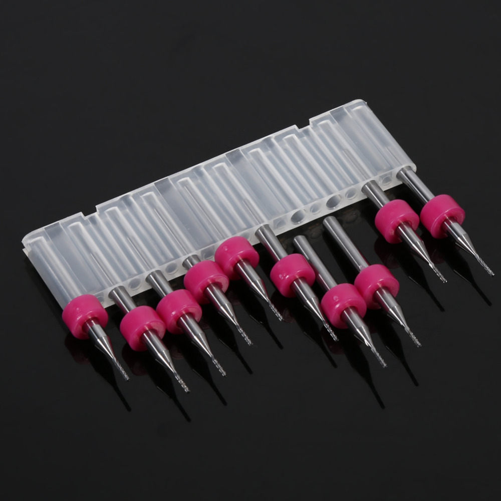 01PCB End mill tool 0.8 mm 10Pcs/set 0.8mm Carbide CNC/PCB End Mill Endmill Engraving Bits for Milling Machine Carbide Miniature Milling Cutters