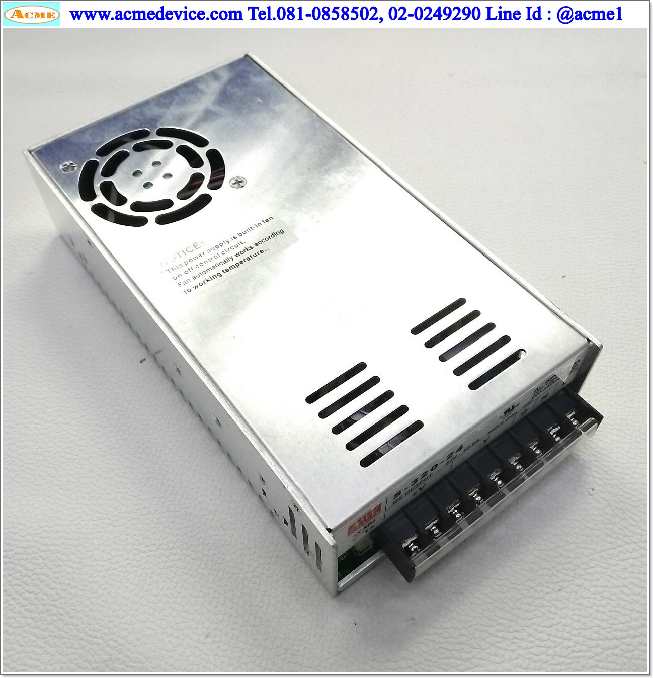 Power Supply Mean Well รุ่น S-320-24, Output 24V, 12.5A, 300W