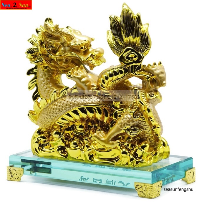 มังกรทองเล่นลูกแก้ว7.5นิ้ว