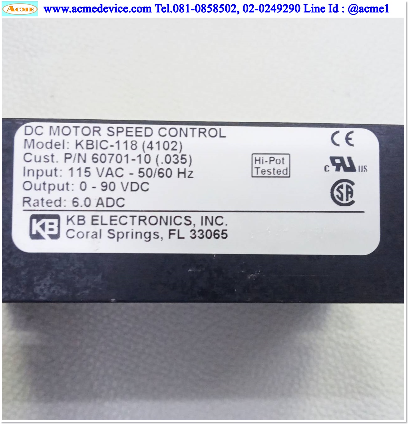 Brush DC Drive KB รุ่น KBIC-118, Output 0-90Vdc, 6A, Power Input 115 Vac