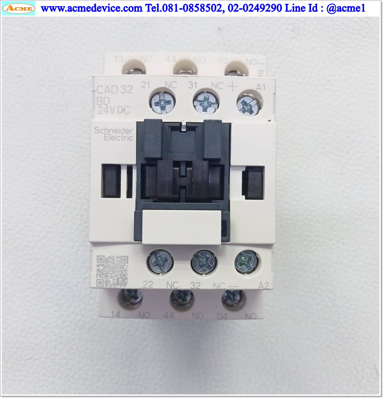 Control Relay Schneider รุ่น CAD32BD + LADN40C, 10A, Coil 24Vdc (หน้าดำ)