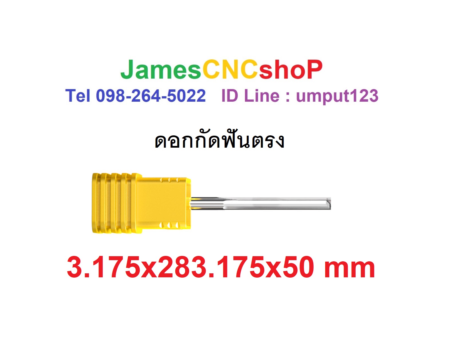 ดอกกัดฟันตรง 3.175 mm Straight Flute Mill