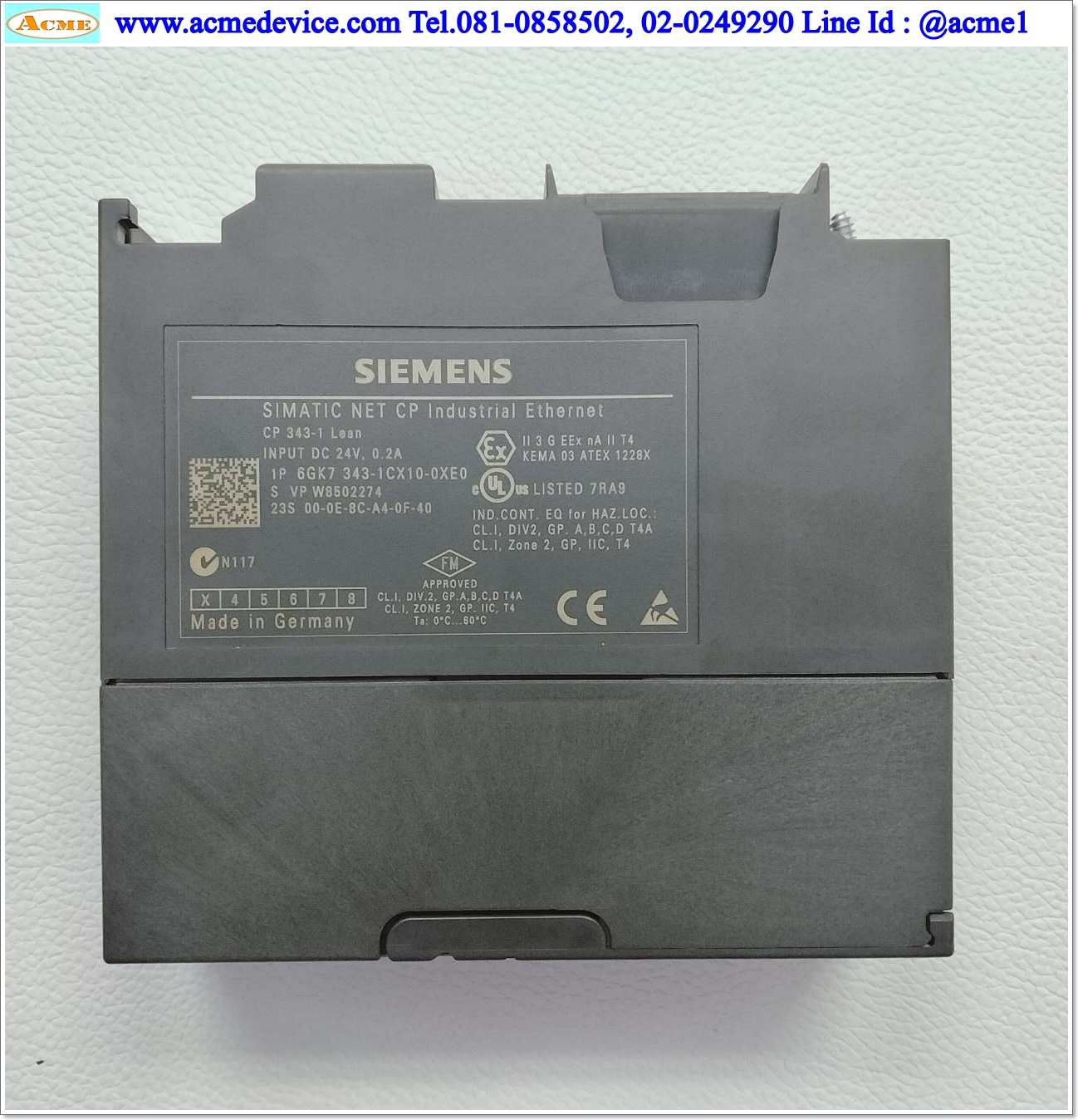 PLC Siemens Simatic รุ่น 6GK7343-1CX10-0XE0, CP 343-1, NET CP Industrial Ethernet
