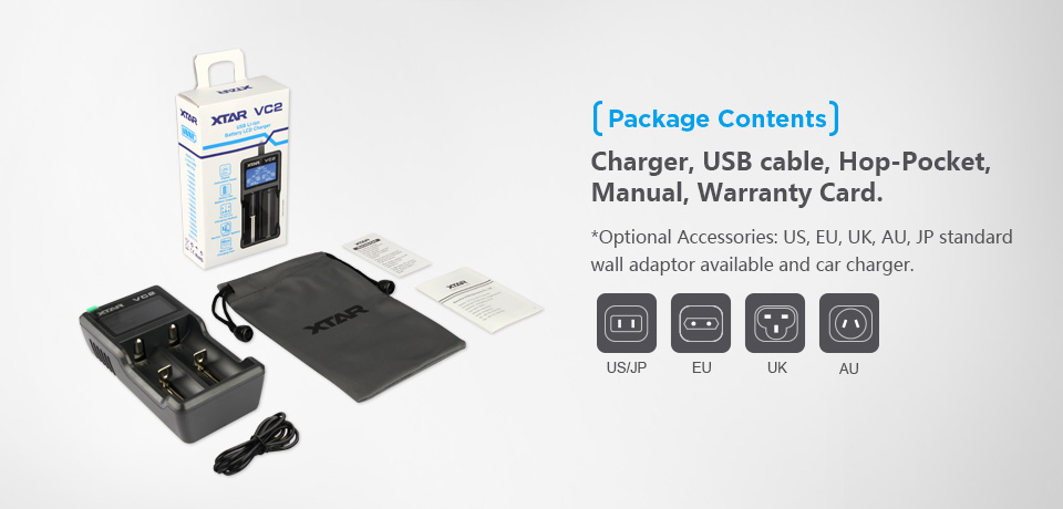 ที่ชาร์จแบตเตอรี่ XTAR VC2 USB LCD Battery Charger แสดงความจุ mAh ได้ สำหรับแบต 3.7v ของแท้ 100% สำหรับ 26650 18650 14500