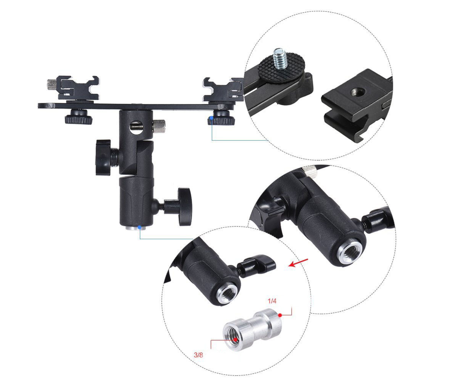 Flash Holder 2 mount (หัวจับแฟลช 2 หัว พร้อมที่เสียบร่ม แข็งแรงทนทาน) ราคาถูก