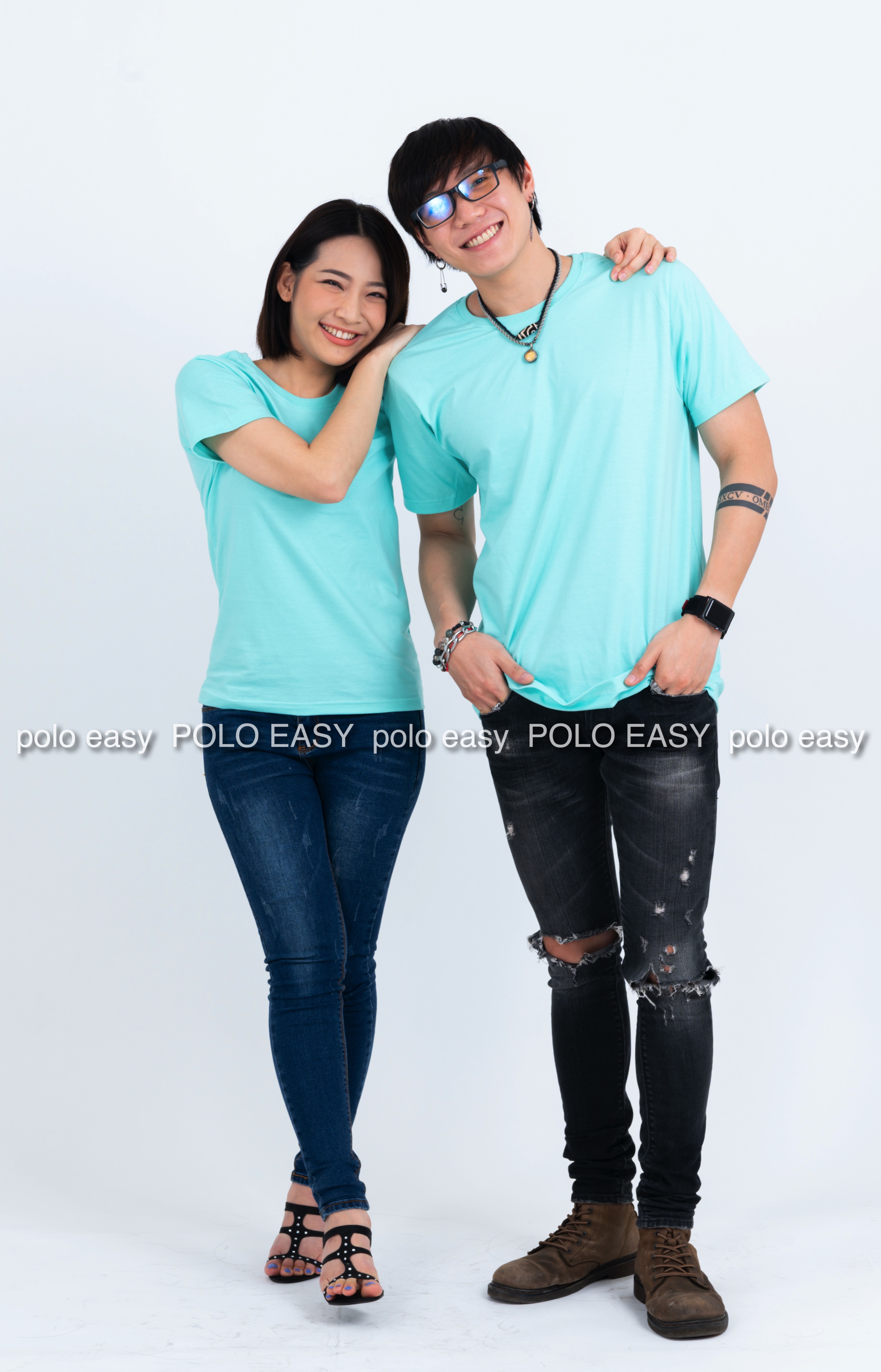 S เสื้อยืด สีเขียวพาสเทล คอกลม แขนสั้น Size S