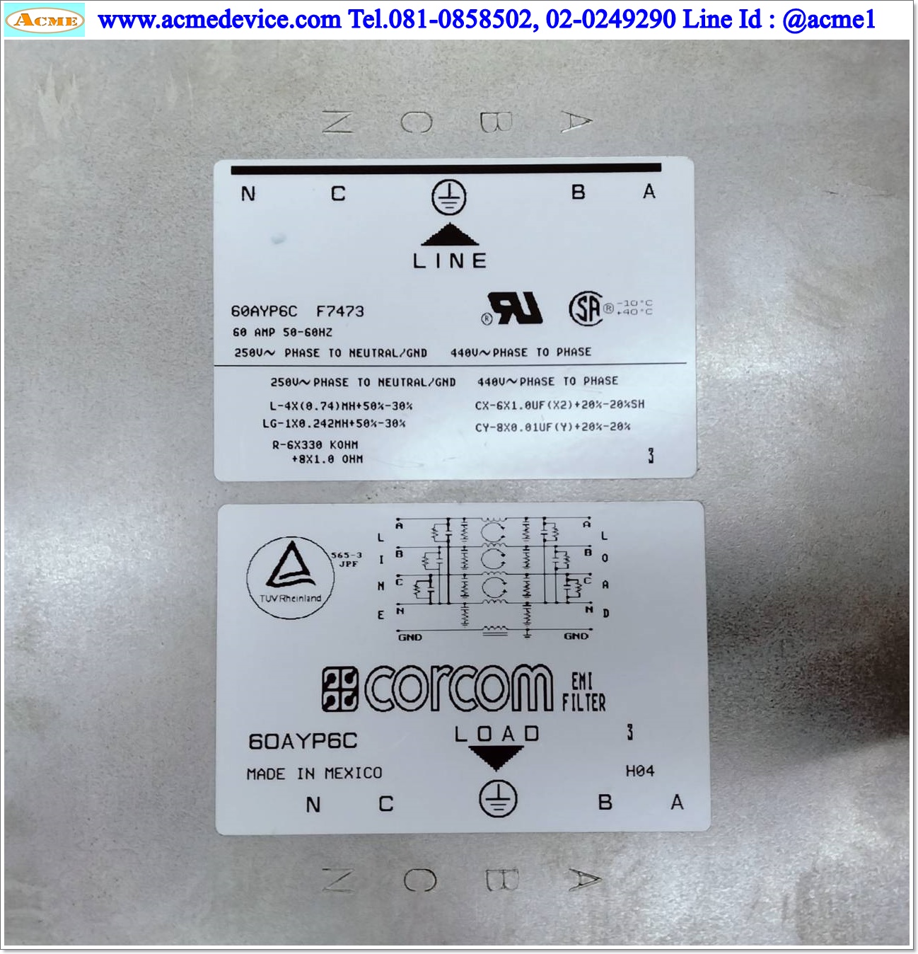 Noise Filter Corcom รุ่น 60AYP6C, 3PH, 60A, 440V
