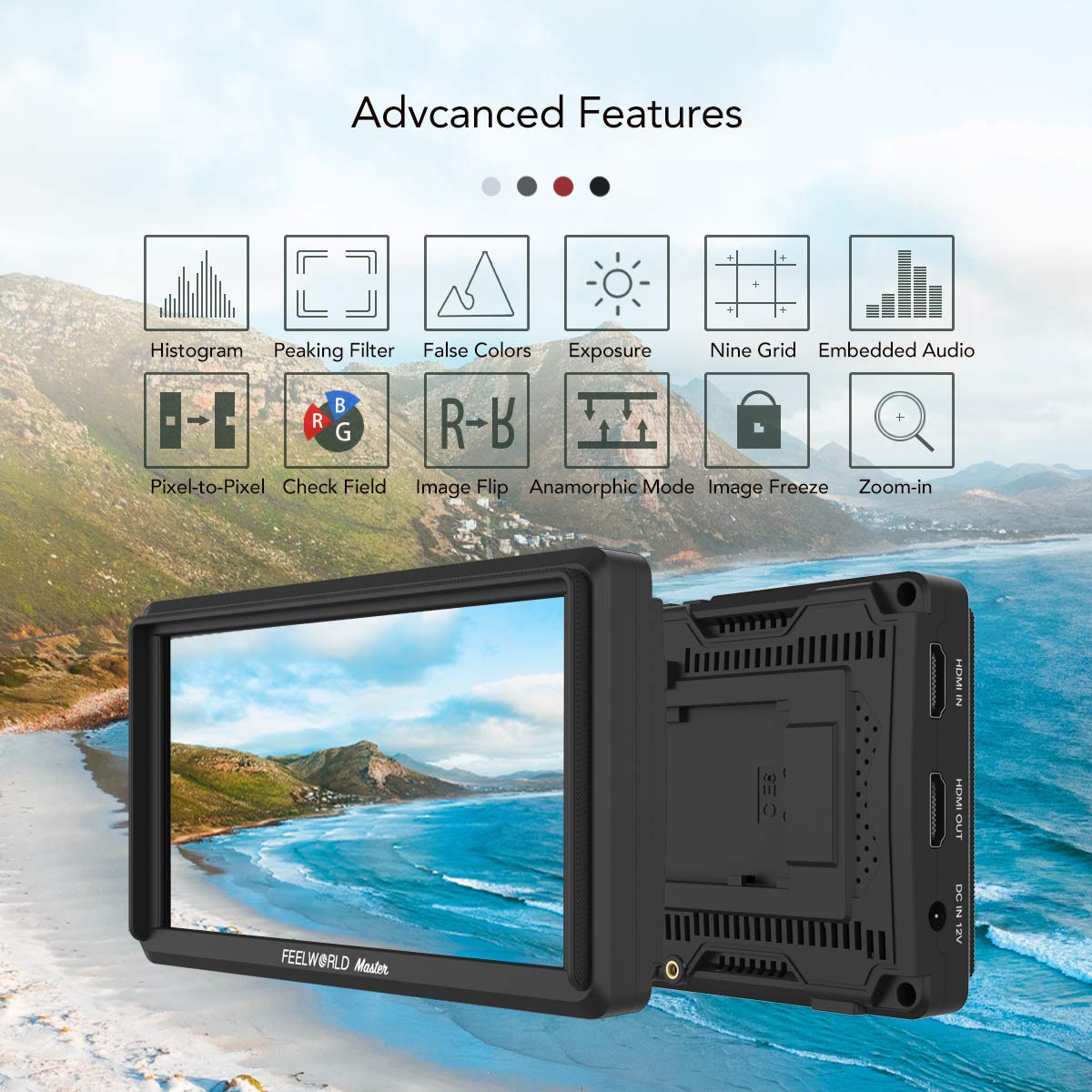 Feelworld Master MA6P DSLR Monitor with 4K HDMI 8.4V DC in/Out, 5.5 Inch Camera Field Monitor Full HD รับประกันศูนย์ไทย 1 ปี