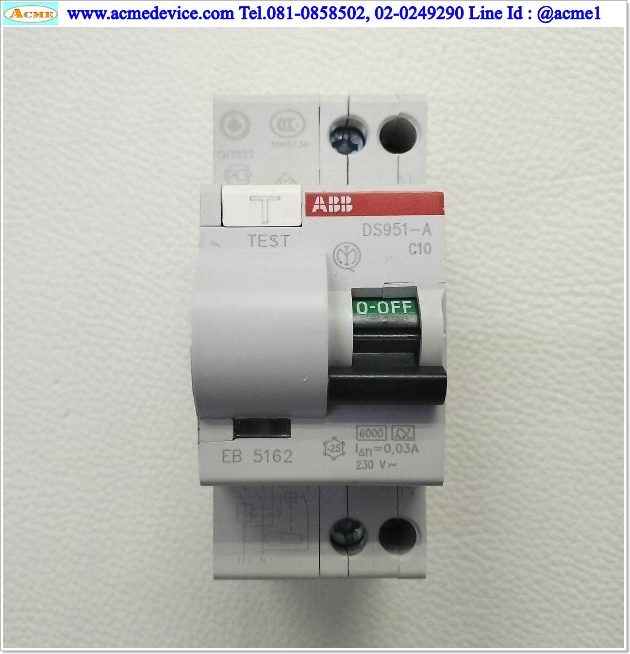 Circuit Breaker ABB รุ่น DS951-A C10, 10A, 1P, 230Vac