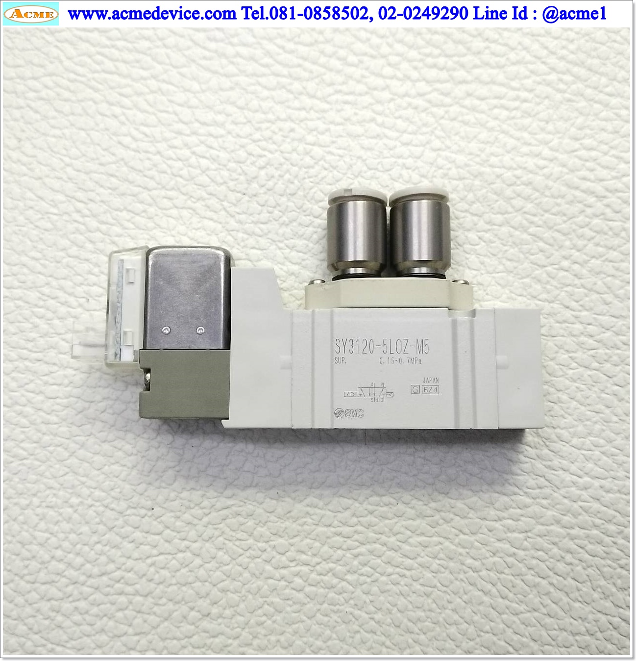 Solenoid Valve SMC รุ่น SY3120-5LOZ-M5, 5/2, 2-position single, Coil 24Vdc (สายลม 6 มม.)