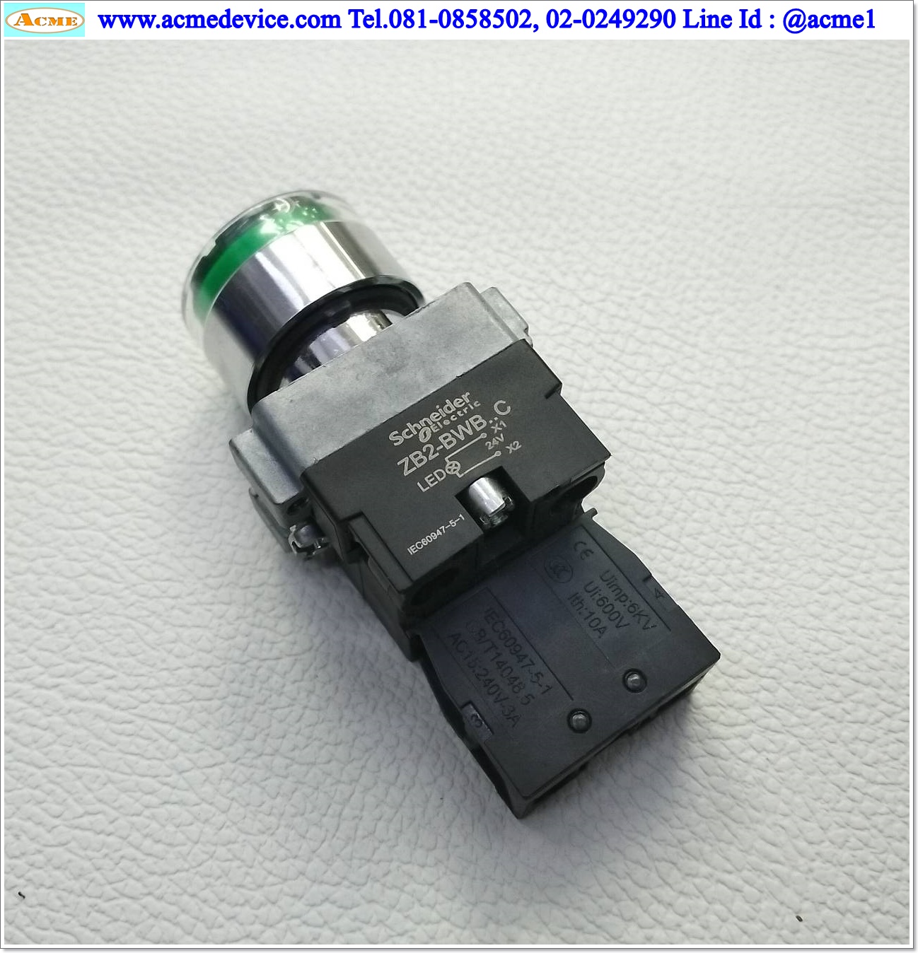 Pushbutton Switch Schneider รุ่น ZB2-BWB, ZB2-BE101C, 24V