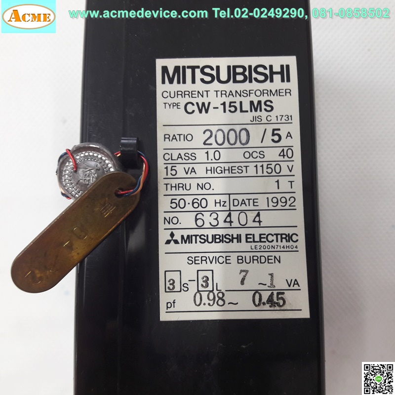 Current Transformer Mitsubishi รุ่น CW-15LMS, 15VA, 1150V
