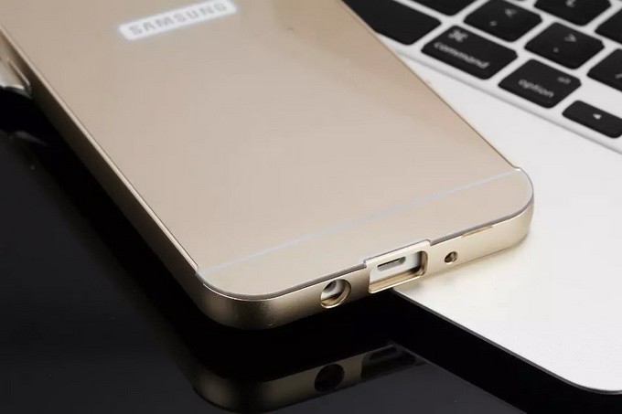 เคส J5 อลูมิเนียม+อะคริลิค ฝาหลัง สไลด์ได้ (สีทอง)