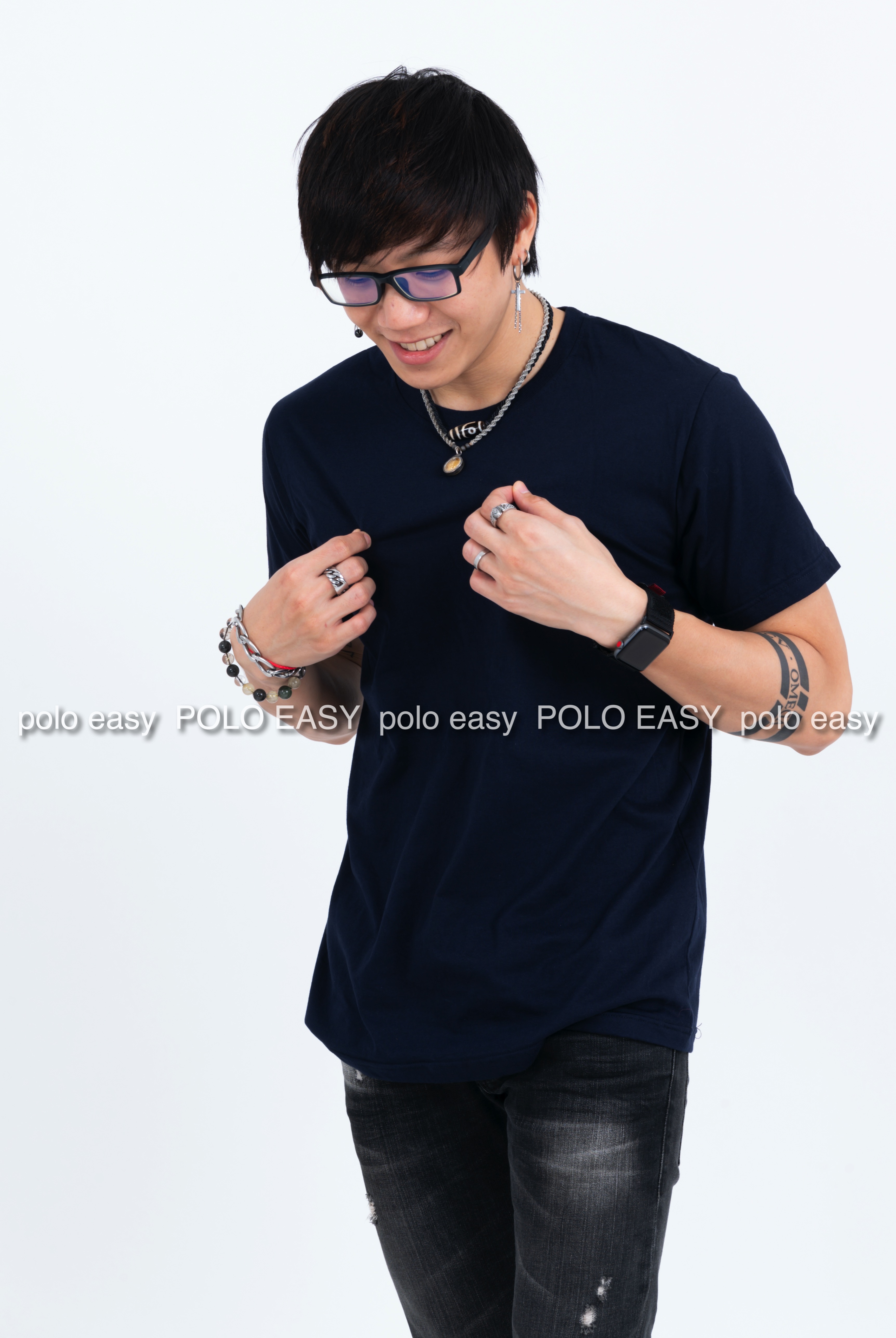 XL เสื้อยืด สีกรมท่า คอกลม แขนสั้น Size XL