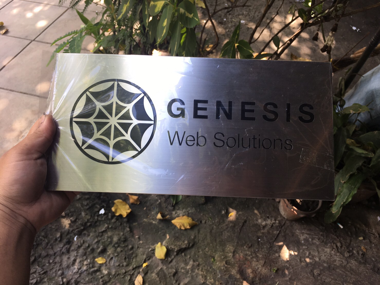 ป้ายแสตนเลสกัดกรดรมดำ #GENESIS