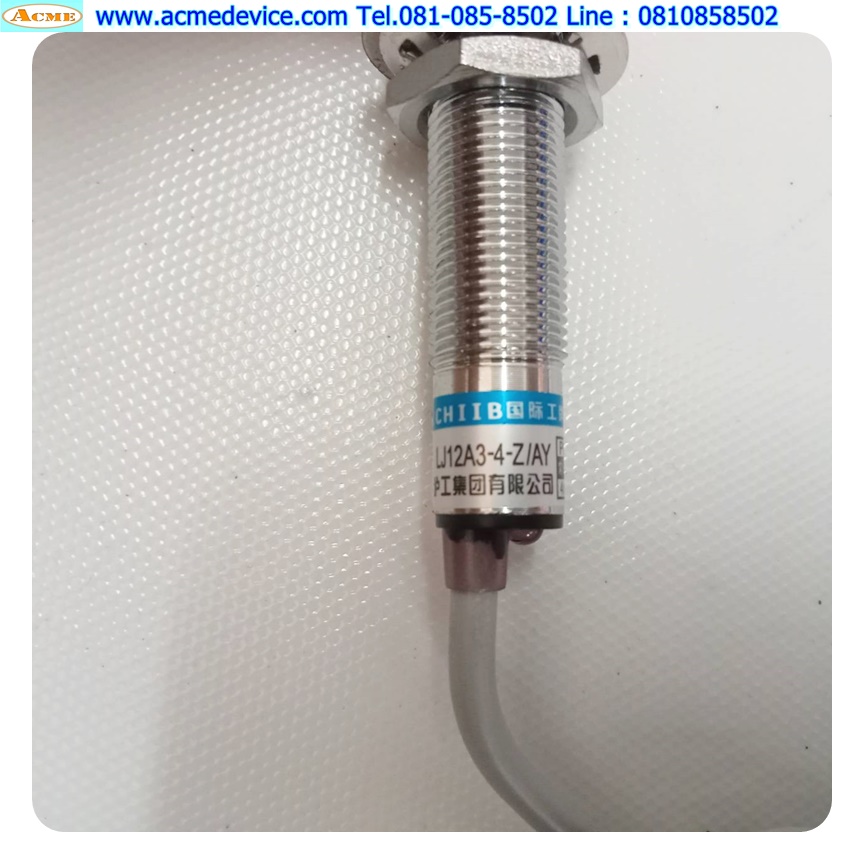 Proximity รุ่น LJ12A3-4-Z/AY, M12, ระยะ 4mm, 3wire, PNP, NC, Unshielded, Inductive