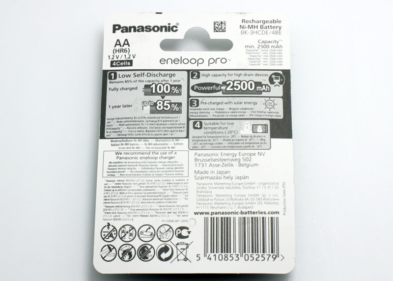 แบตเตอรี่ ถ่านชาร์จ Battery Ni-MH Panasonic eneloop pro AA 2500 mAh Rechargeable (Pack 4) ราคาถูก