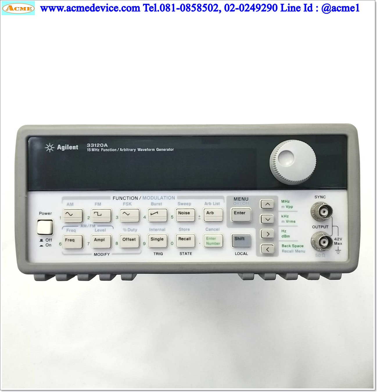 Function Generator Agilent รุ่น 33120A, 15 MHz, Function / Arbitrary Waveform Generator, (หน้ามีตำหนิ)
