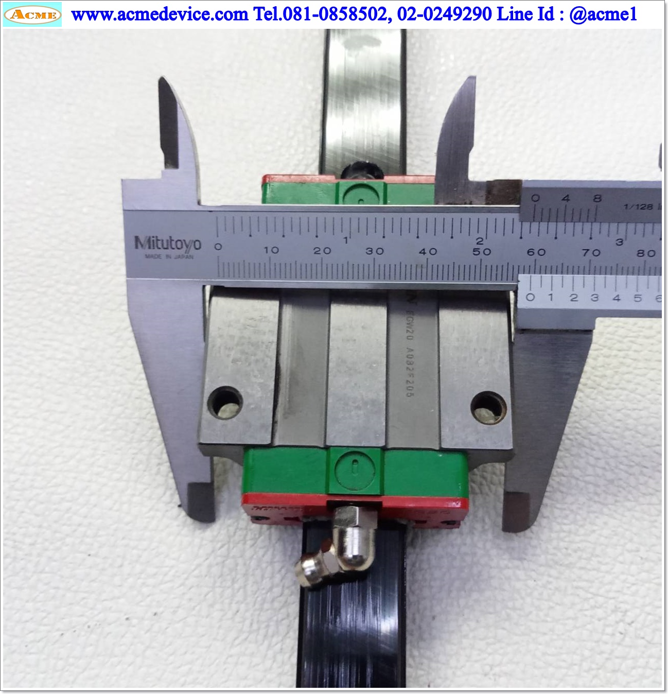Linear Block and Rail Hiwin รุ่น EG20, รางสไลด์ขนาด 20 mm x 350 mm. (ขาว)