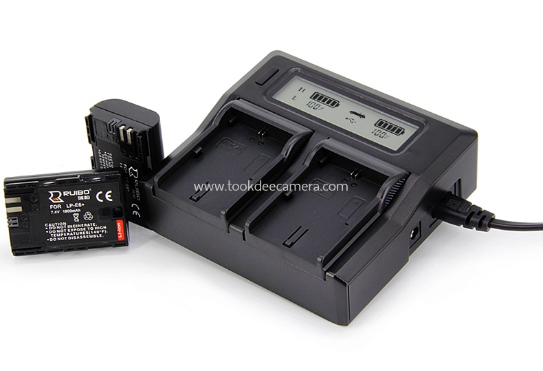 แท่นชาร์จแบตคู่ สำหรับแบตเตอรี่ Canon LP-E6 (PreOrder รอสินค้า 10-14วัน)