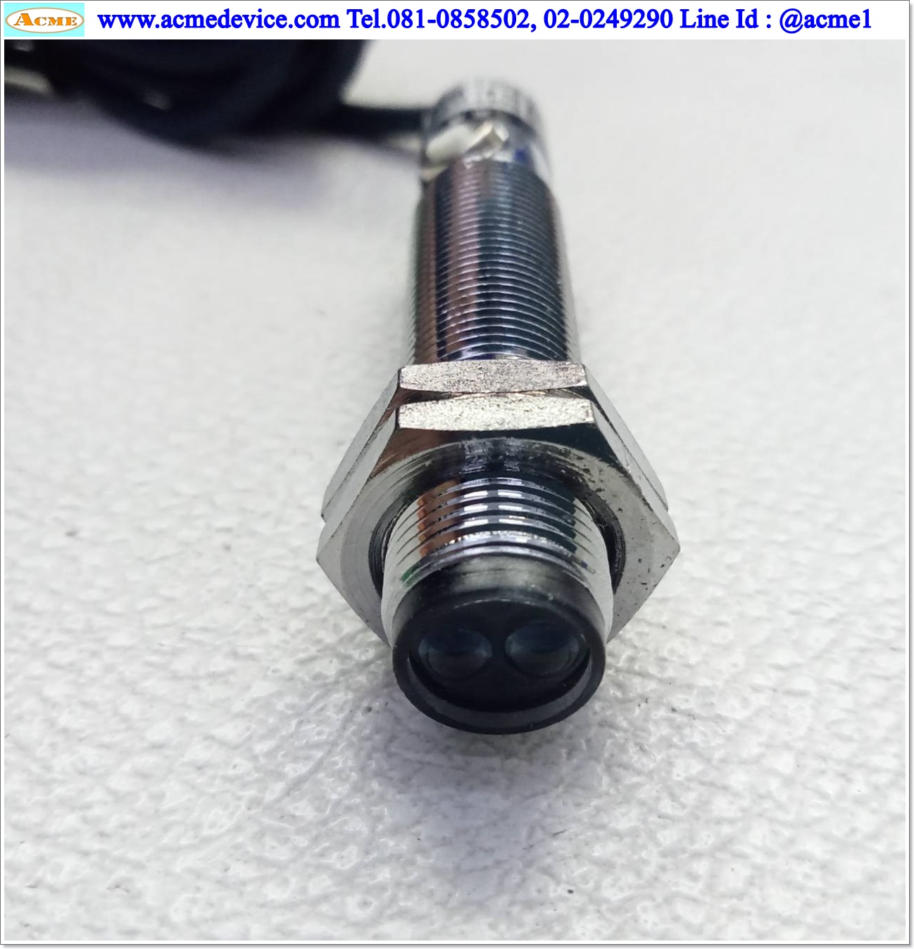 Photoelectric รุ่น E3F1-DS8P2, M12, ระยะ 80mm, 3wire, PNP, NC, Shielded