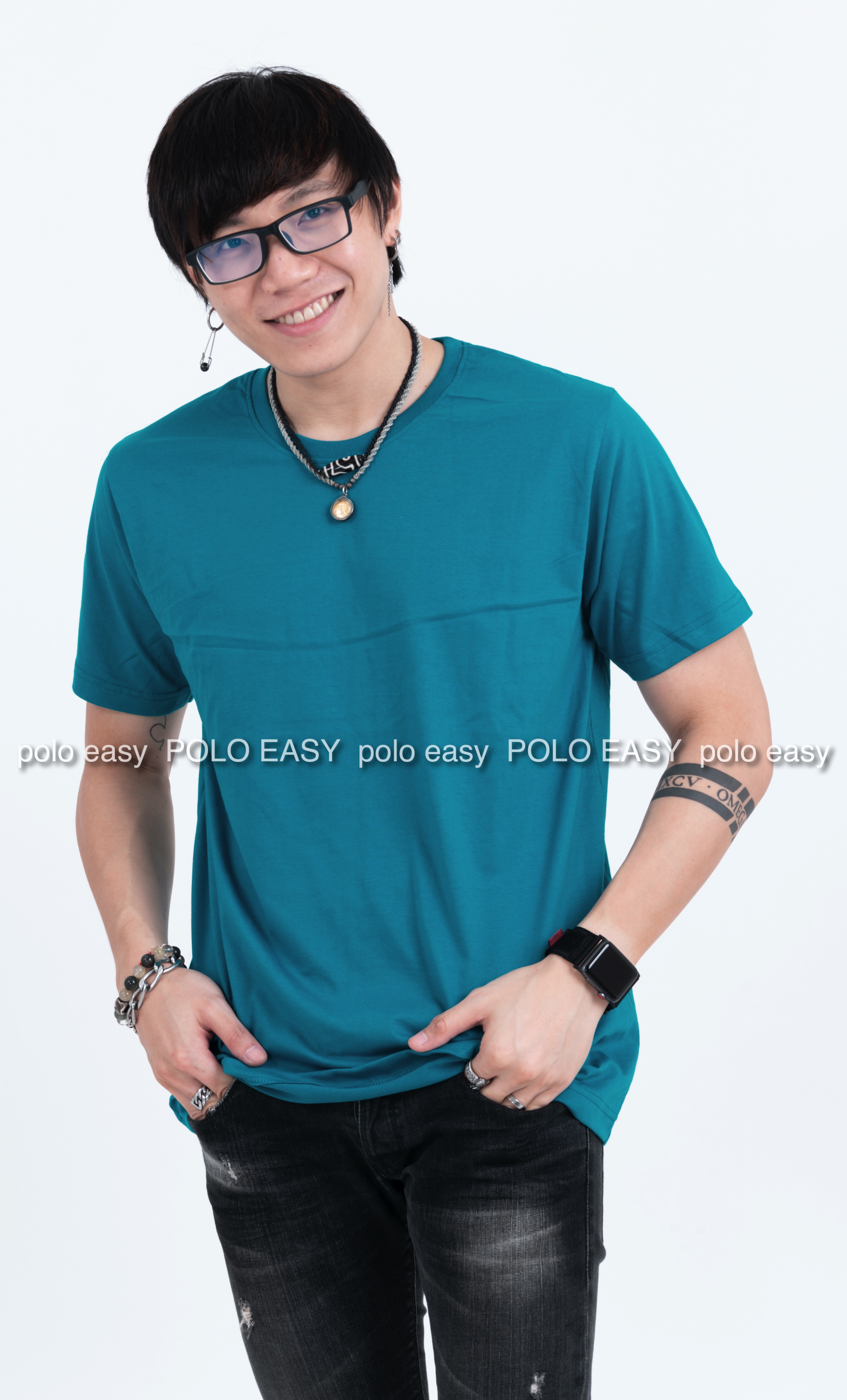 XL เสื้อยืด สีเขียวหยก คอกลม แขนสั้น Size XL