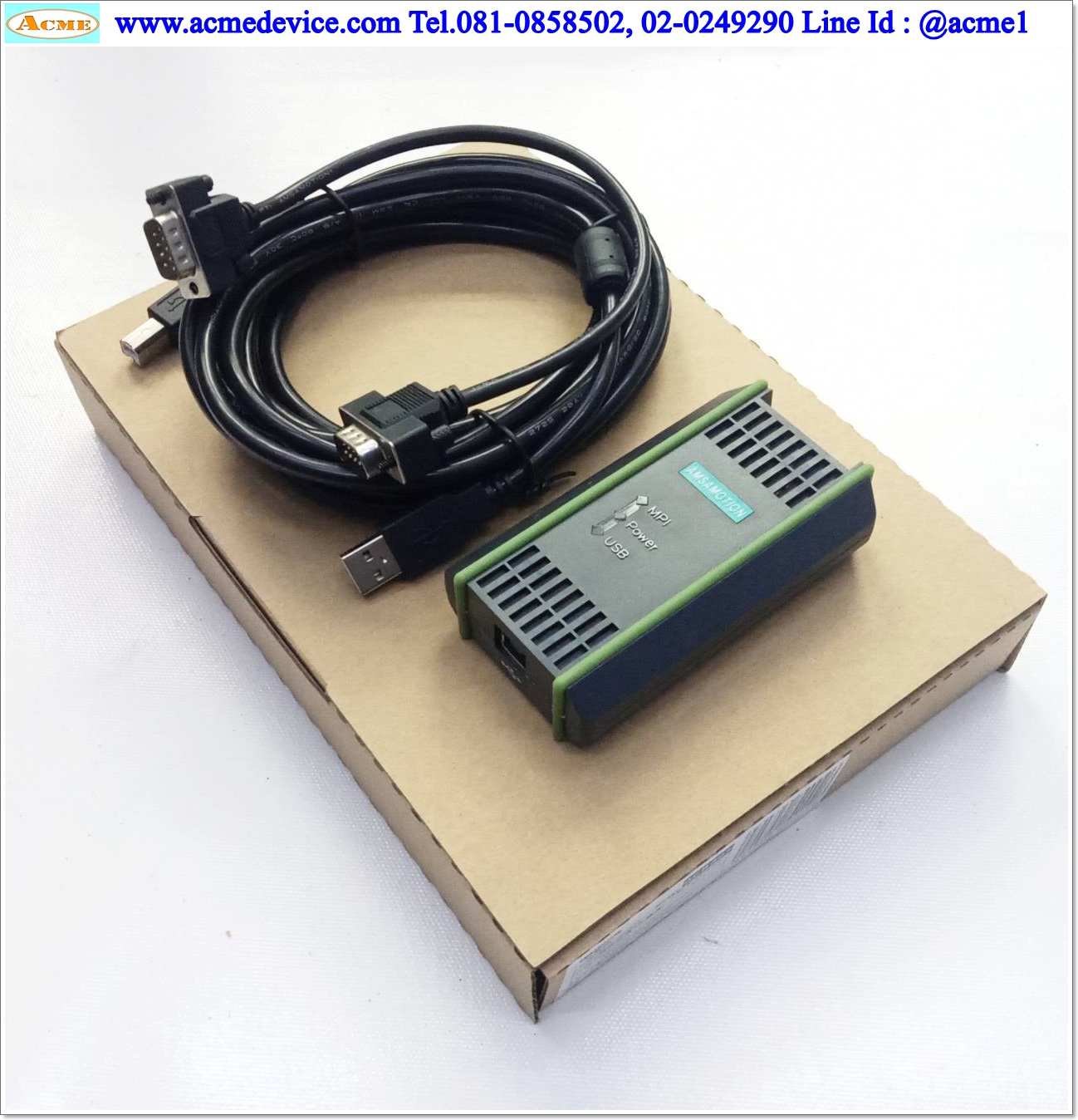 Download cable สายโหลด รุ่น PC Adapter USB 6ES7972-0CB20-0XA0, (0CB20+) ใช้กับ PLC Siemens รุ่น S7-200/300/400, USB To MPI/DP/PPI Network Adapter for S7 System