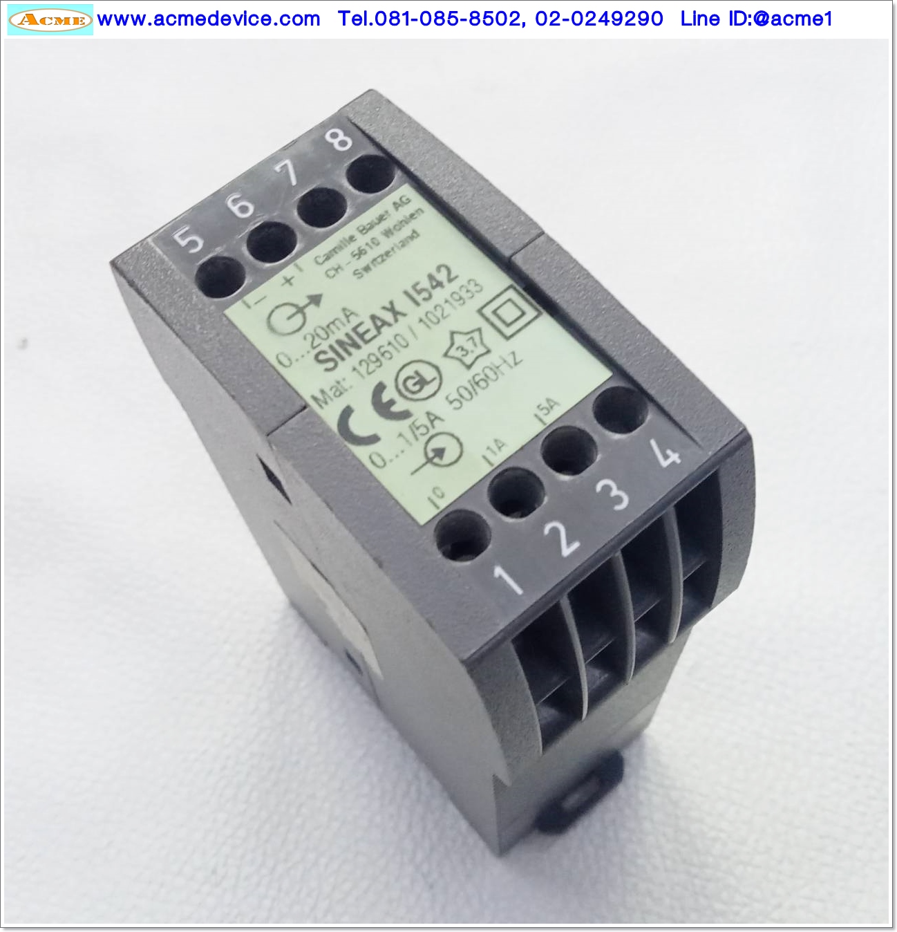 Current Transducer Sineax รุ่น I 542, 0 to1 A / 5 A, AC current, Output signal 0 to 20 mA