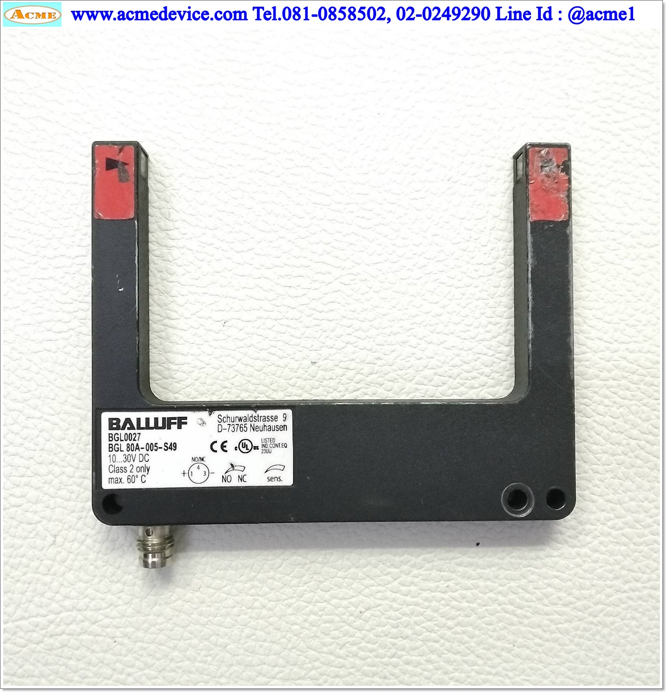 Photoelectric Balluff รุ่น BGL 80A-005-S49, BGL0027 , ระยะ 80 mm., PNP, NO/NC
