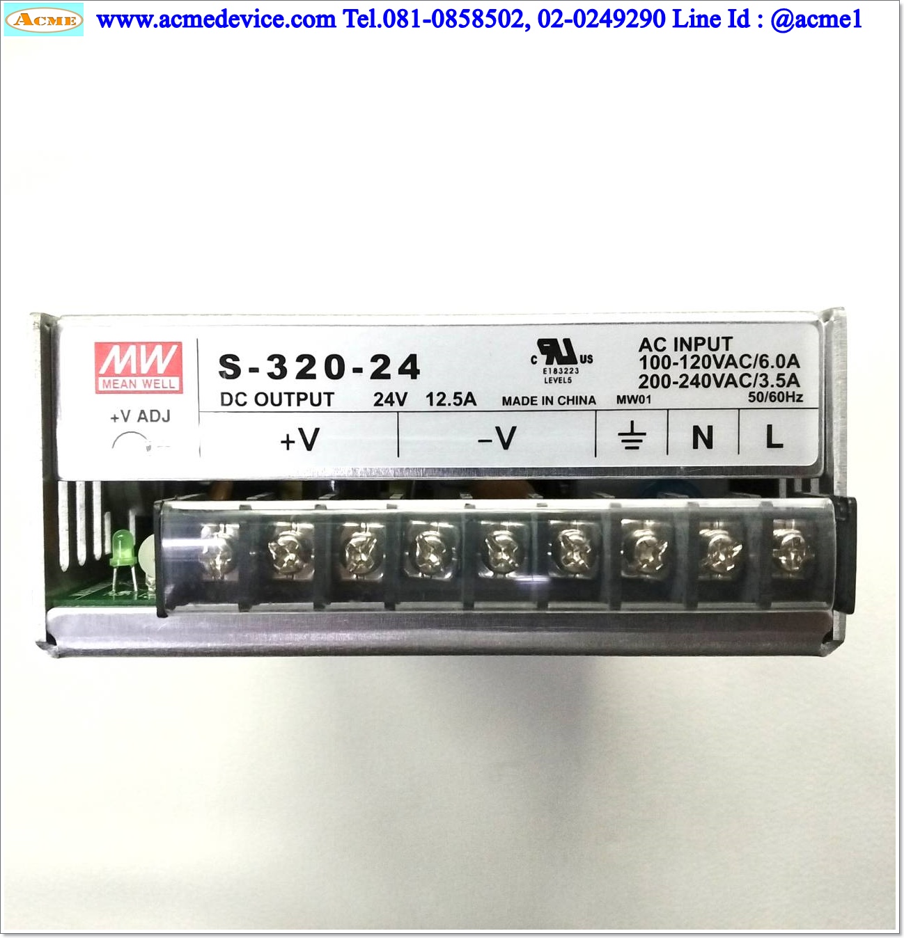 Power Supply Mean Well รุ่น S-320-24, Output 24V, 12.5A, 300W