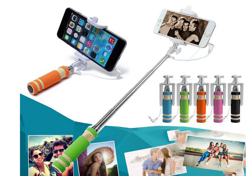 ไม้เซลฟี่ monopod สีชมพูสดใส พร้อมเลนส์และของแถม