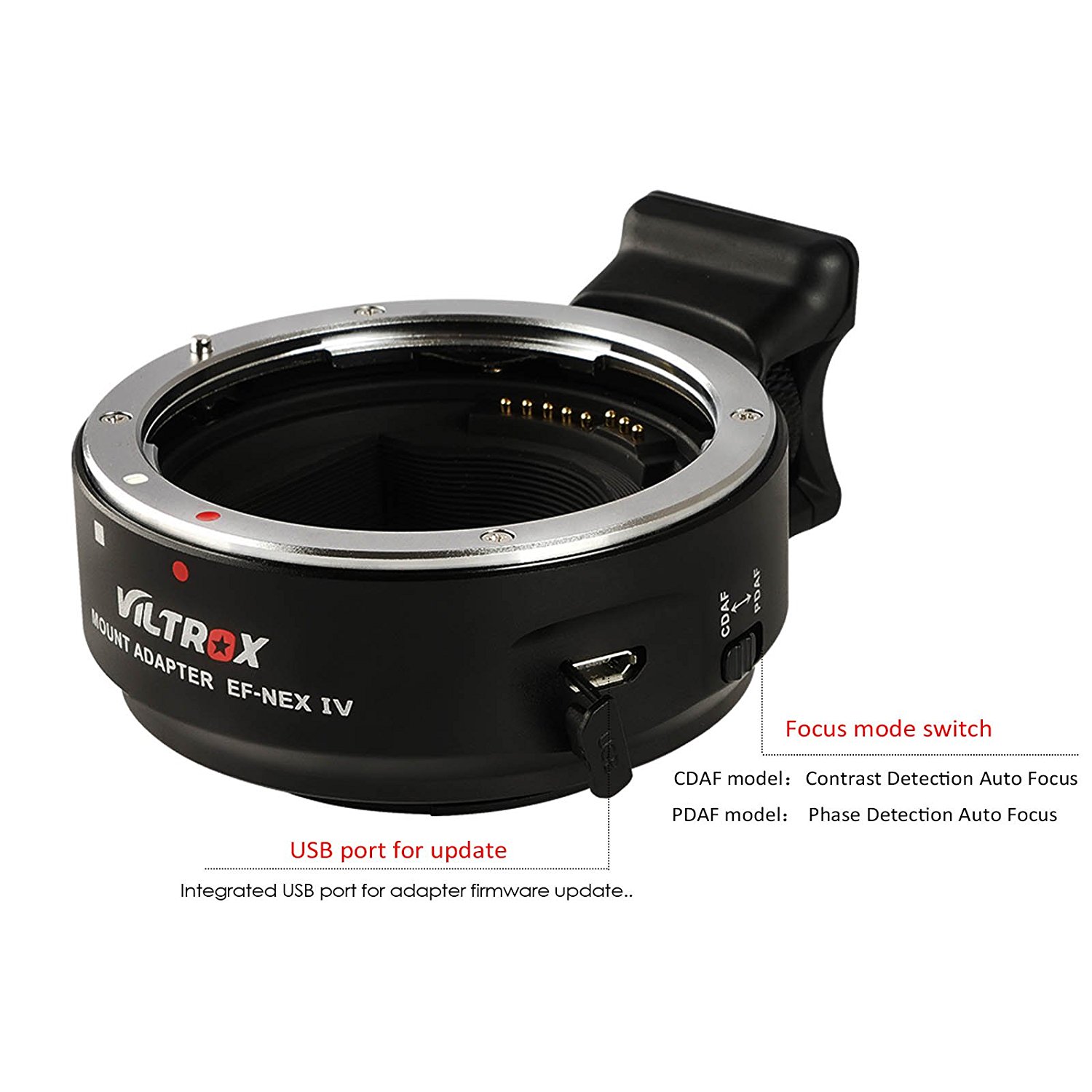 Viltrox EF-NEX IV Enfoque Automático Lente Adaptador para Canon EOS EF EF-S lente de Sony NEX E Full Frame A7 A7R A6000 A7SII A6300 NEX-7