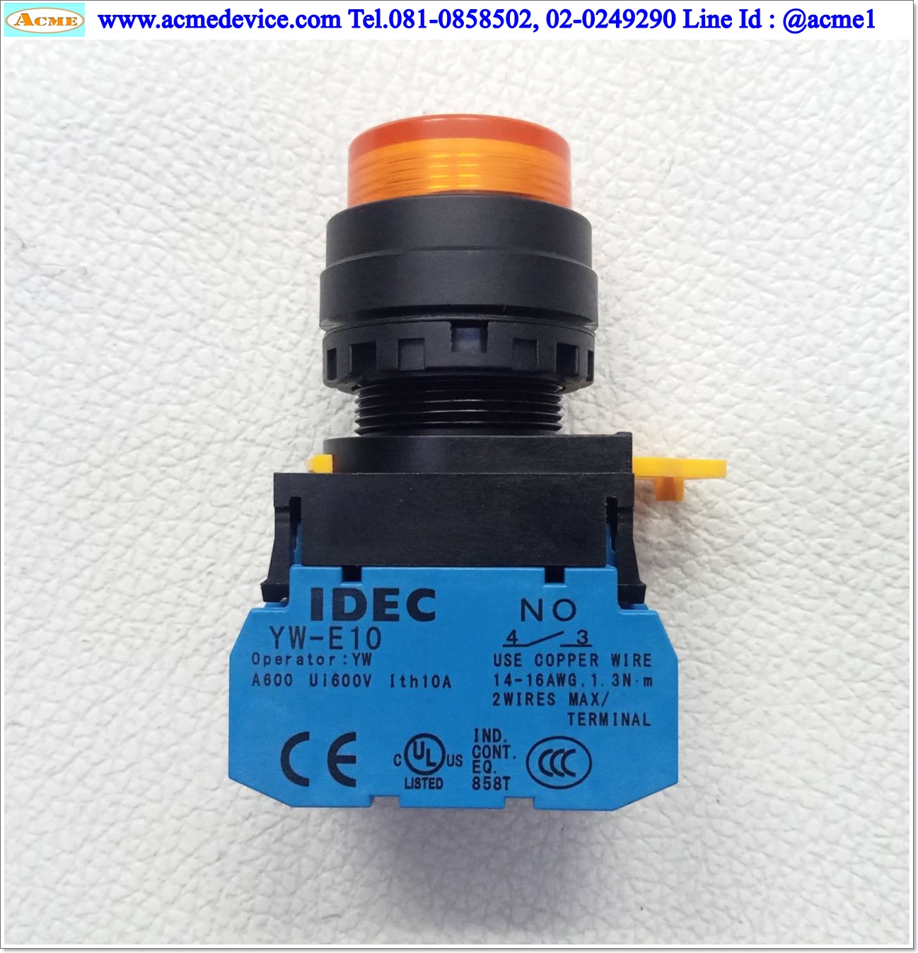 Pushbutton Switch Idec รุ่น YW1L-M2E11QM3Y, 220V