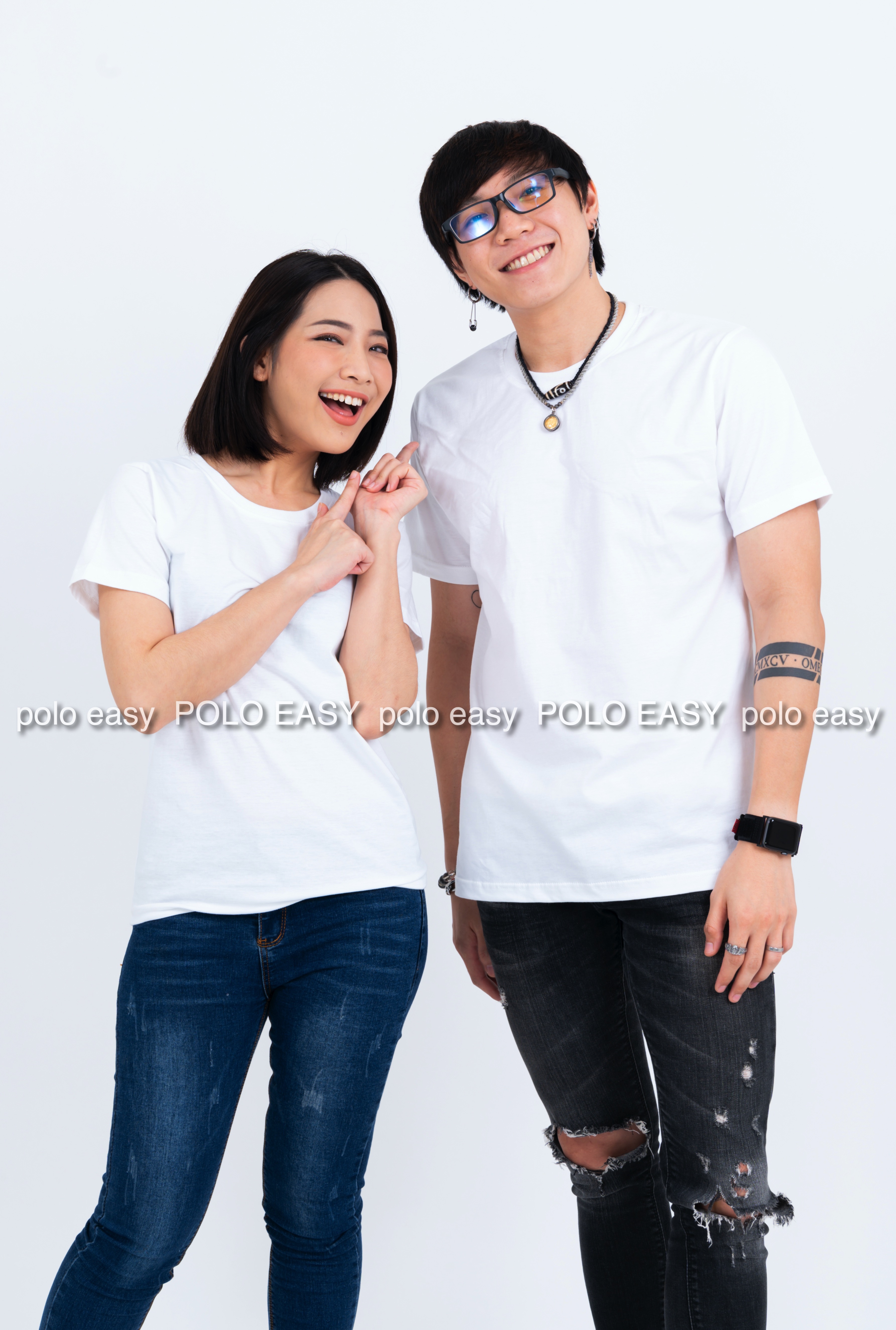 4XL เสื้อยืด สีขาว คอกลม แขนสั้น Size 4XL