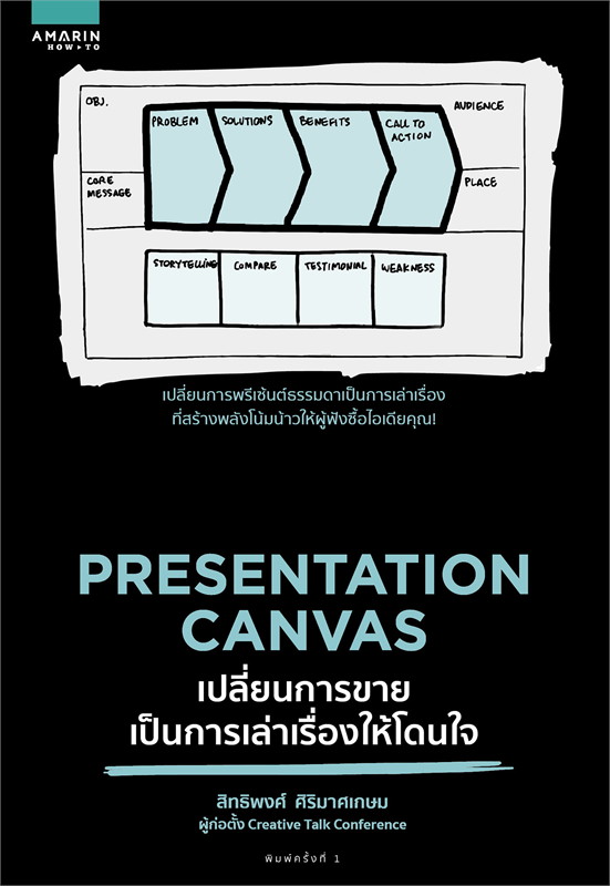 หนังสือเรื่อง PRESENTATION CANVAS เปลี่ยนการขายเป็นการเล่าเรื่องให้โดนใจ : สิทธิพงศ์ ศิริมาศเกษม : สำนักพิมพ์ อมรินทร์ How to