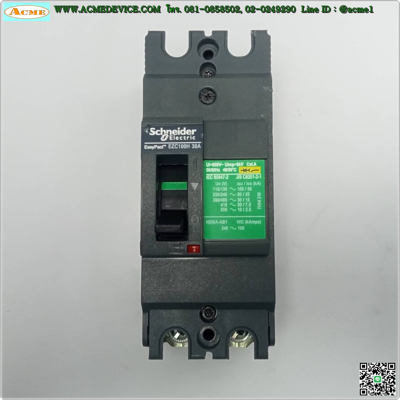 Breaker 2P Schneider รุ่น EZC100H, 30A