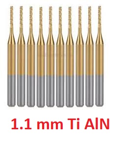 ดอกกัด PCB เคลือบไทเทเนียม 1.1 mm 10 PCS Tungsten Carbide Router Tool, Milling Metal Bushing