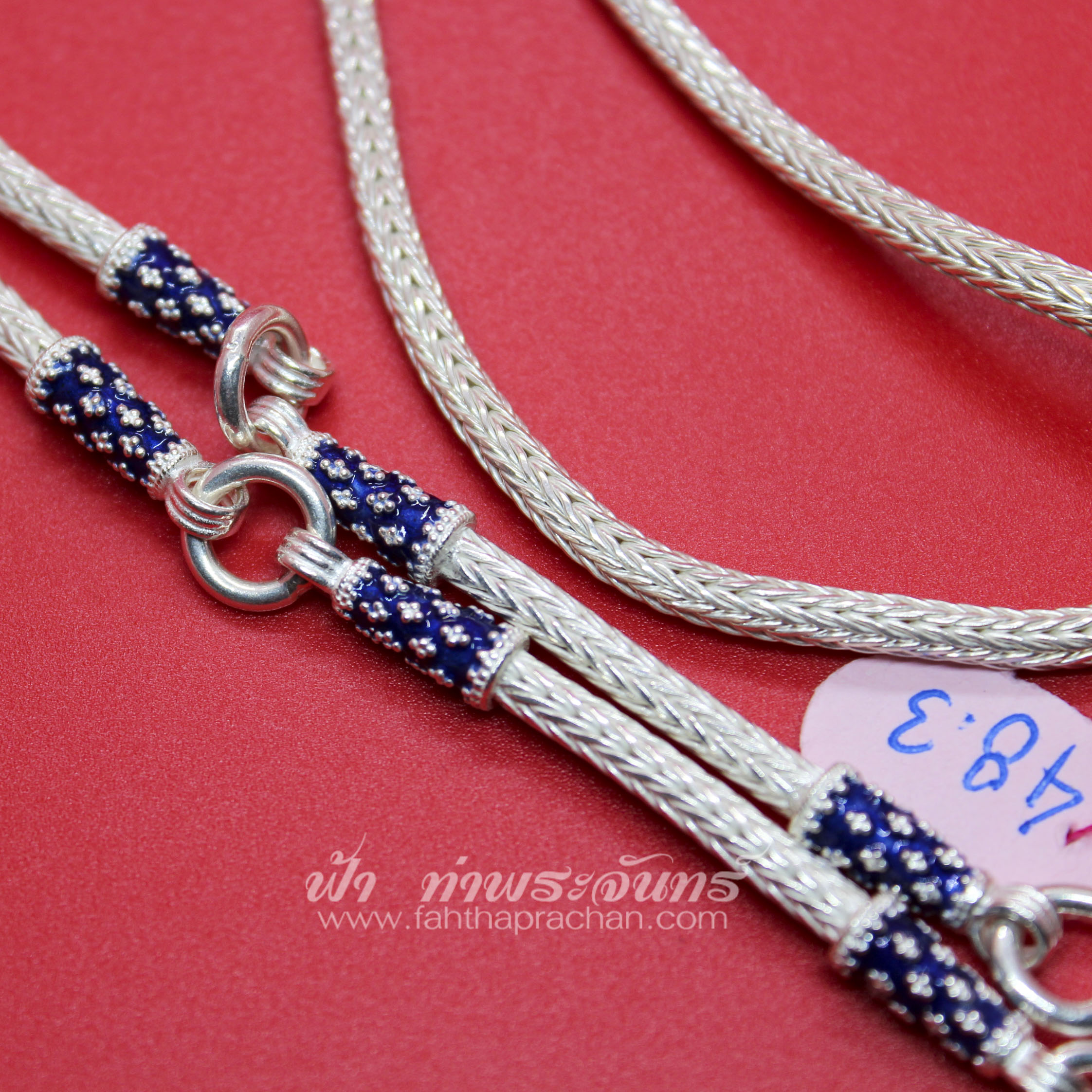 สร้อยคอเงินแท้ 92.5 ลายหกเสา ลงยา