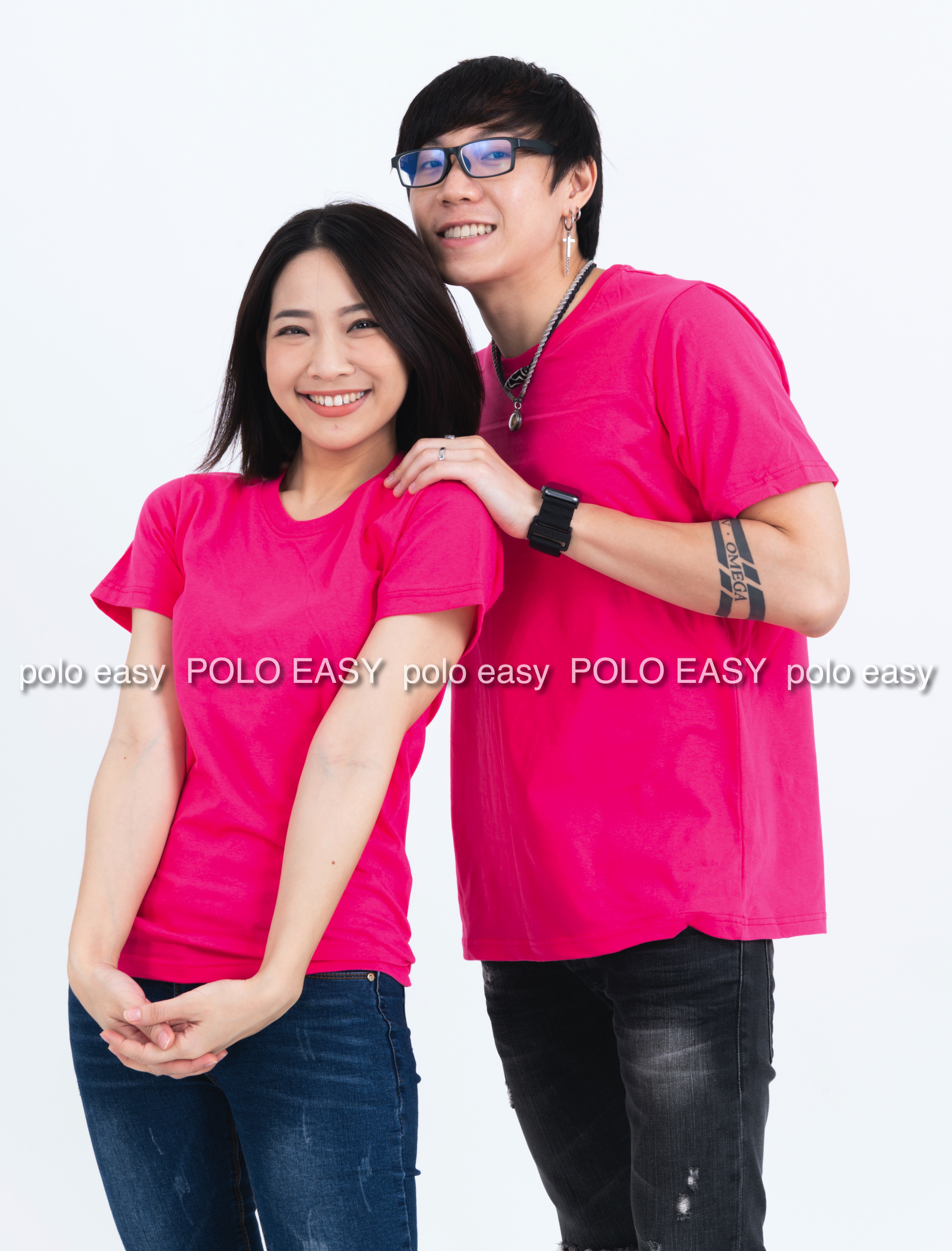 3XL เสื้อยืด สีชมพู Pinky คอกลม แขนสั้น Size 3XL