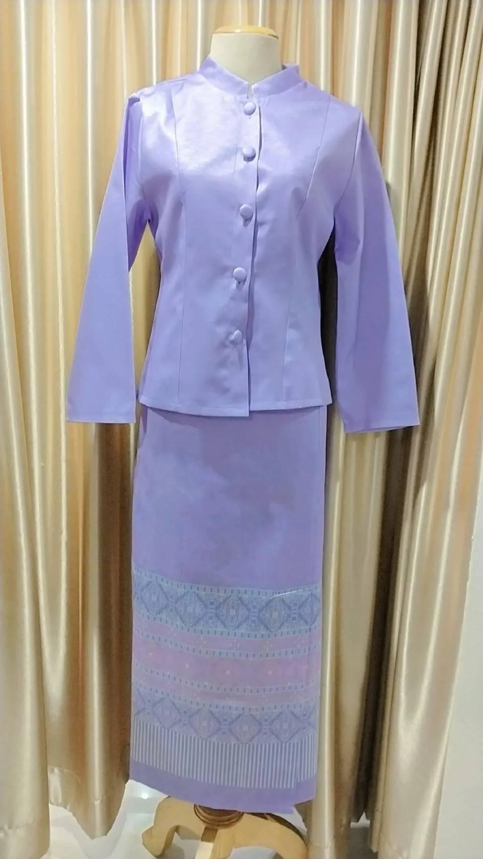 ชุดไทยจิตรลดาม่วง เสื้อ+กระโปรง XL