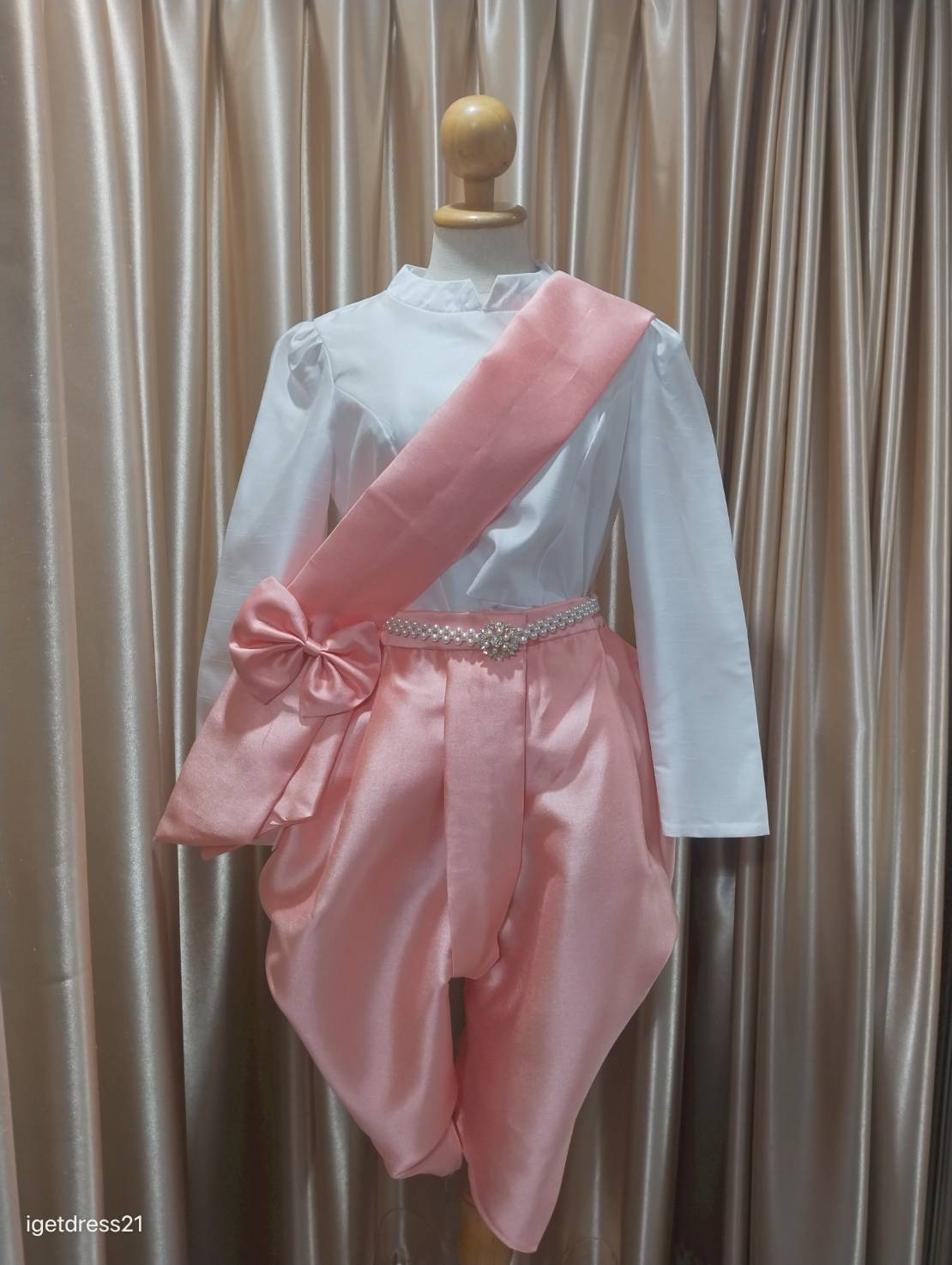 ชุดโจงกระเบน+ผ้าคาด สีโอโรส