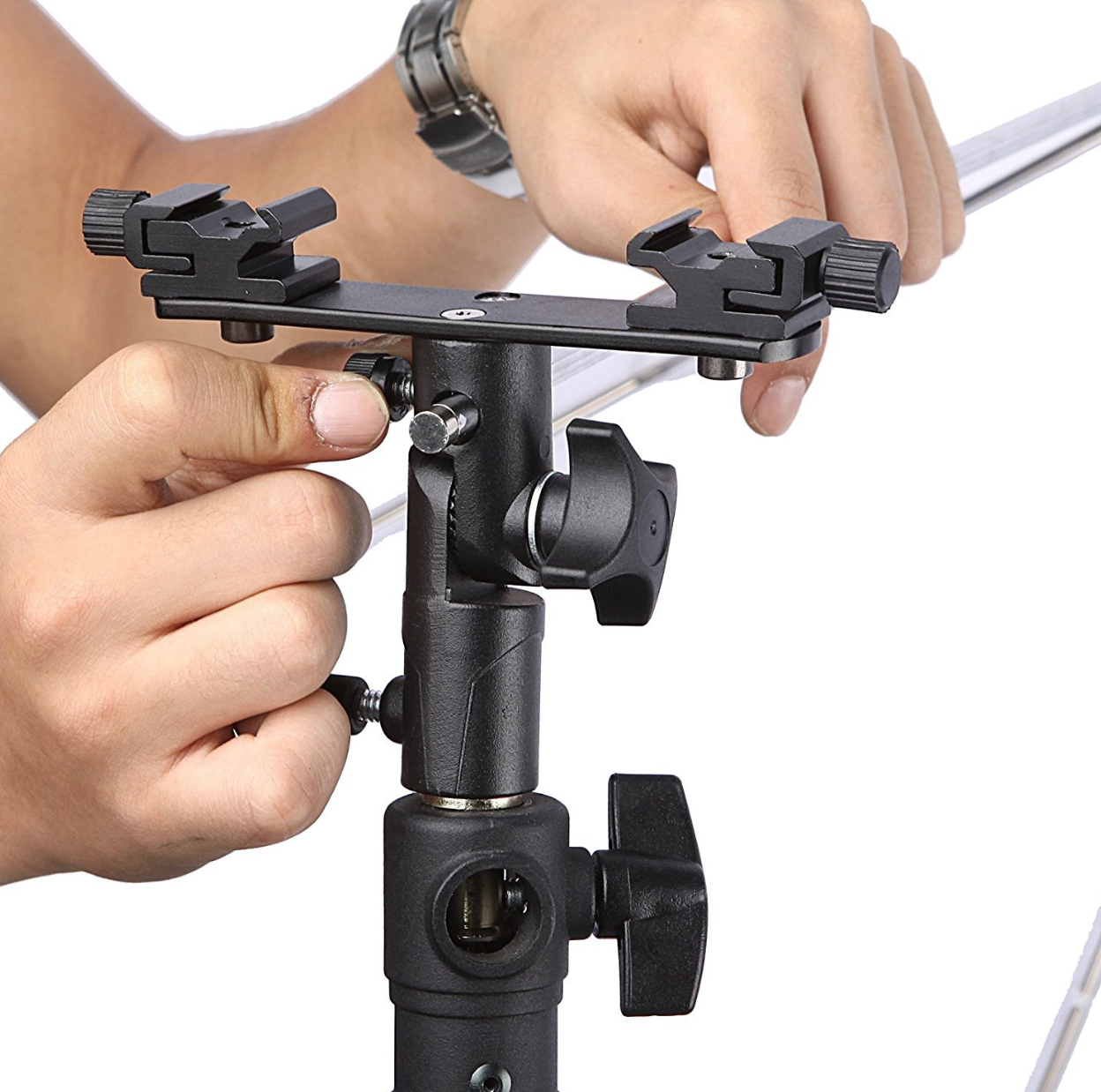 Flash Holder 2 mount (หัวจับแฟลช 2 หัว พร้อมที่เสียบร่ม แข็งแรงทนทาน) ราคาถูก