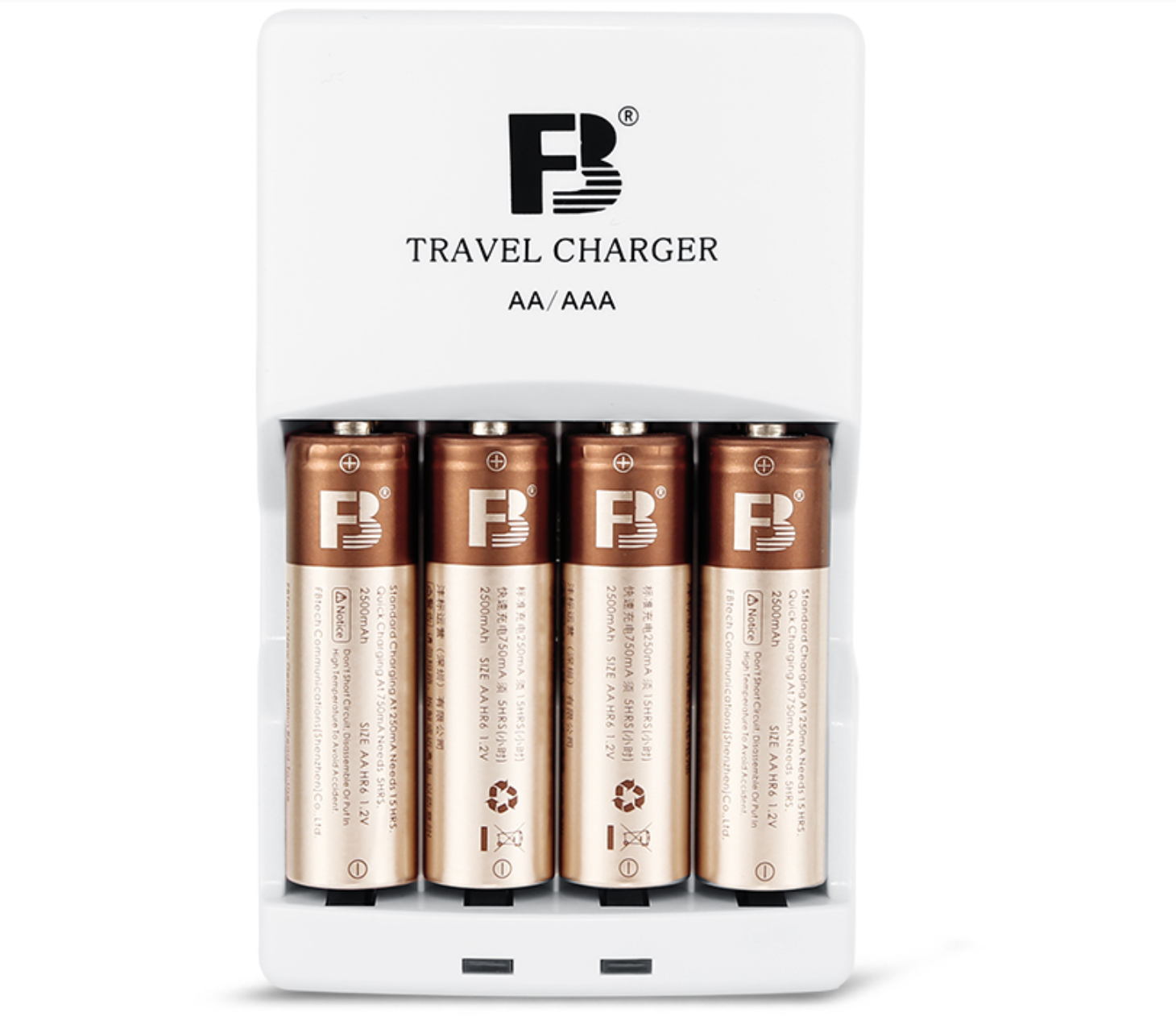 ถ่านชาร์จและแท่นชาร์จ AA ยี่ห้อ FB 2500mAh สำหรับใส่ไฟต่อเนื่อง หรือแฟลชถ่ายภาพ