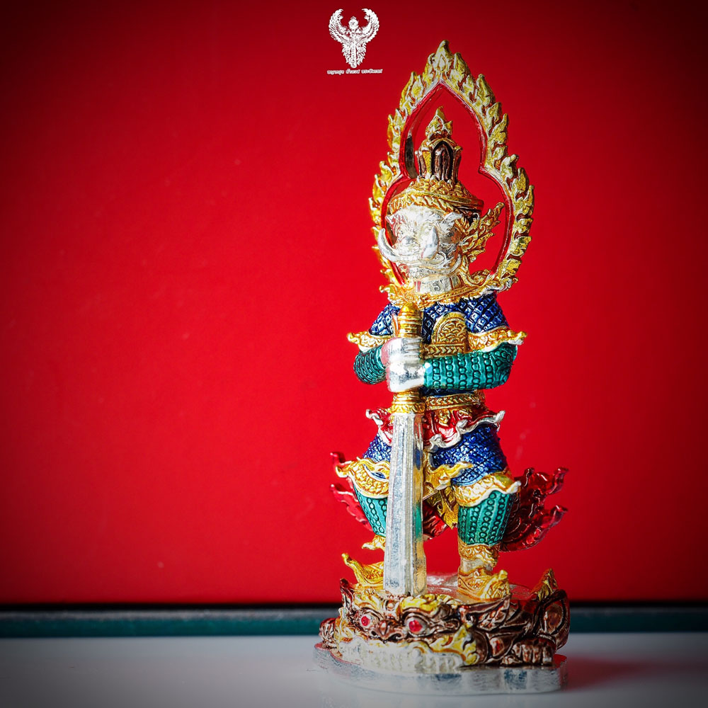 ท้าวเวสสุวรรณ. รุ่น คลังสมบัติ์ เนื้อสัมฤทธ์ชุบเงินลงยา5สี