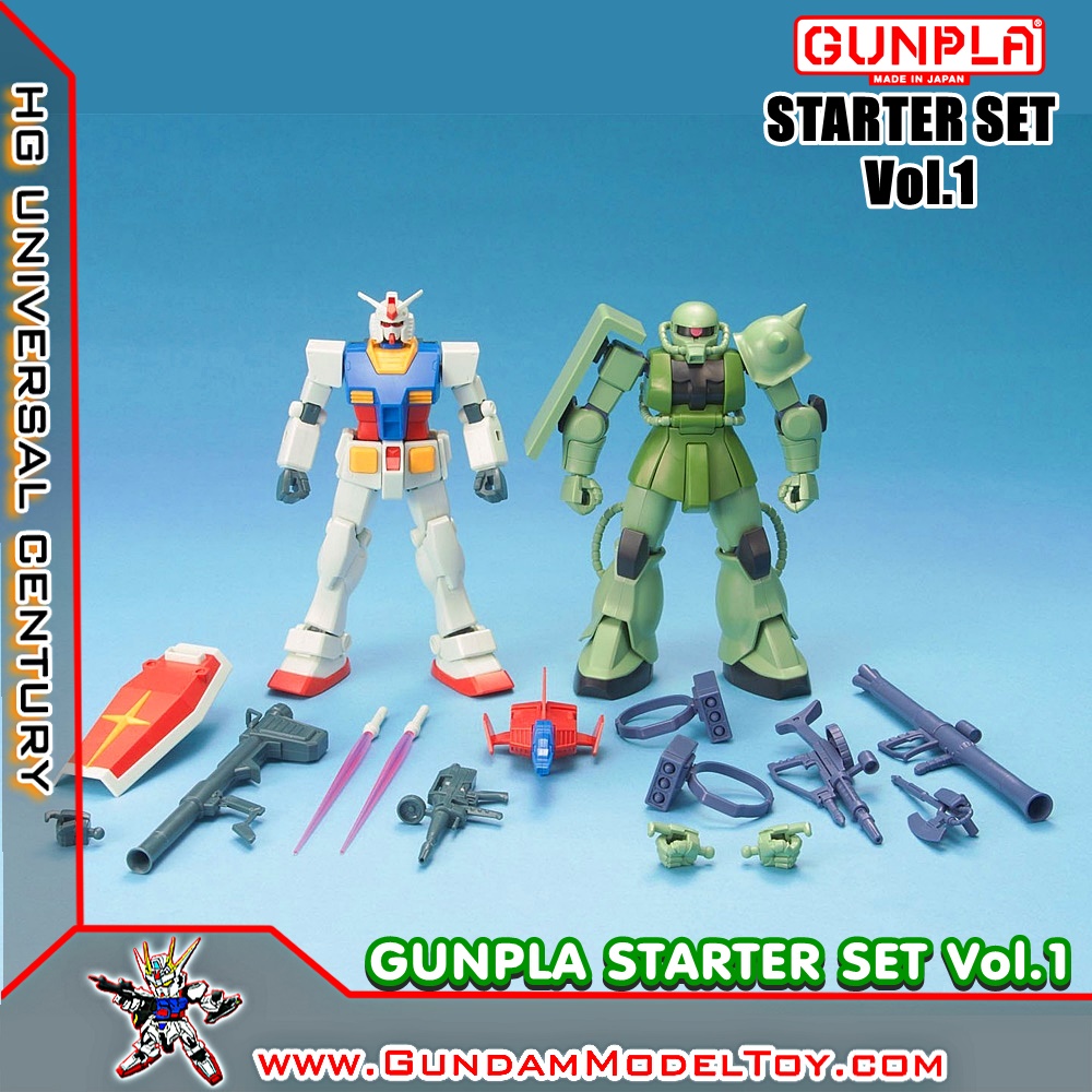BANDAI HG GUNPLA STARTER SET VOL.1 กันดั้ม RX-78-2 + ZAKU II โมเดล กันดั้ม กันพลา PS TOYLAND HGUC