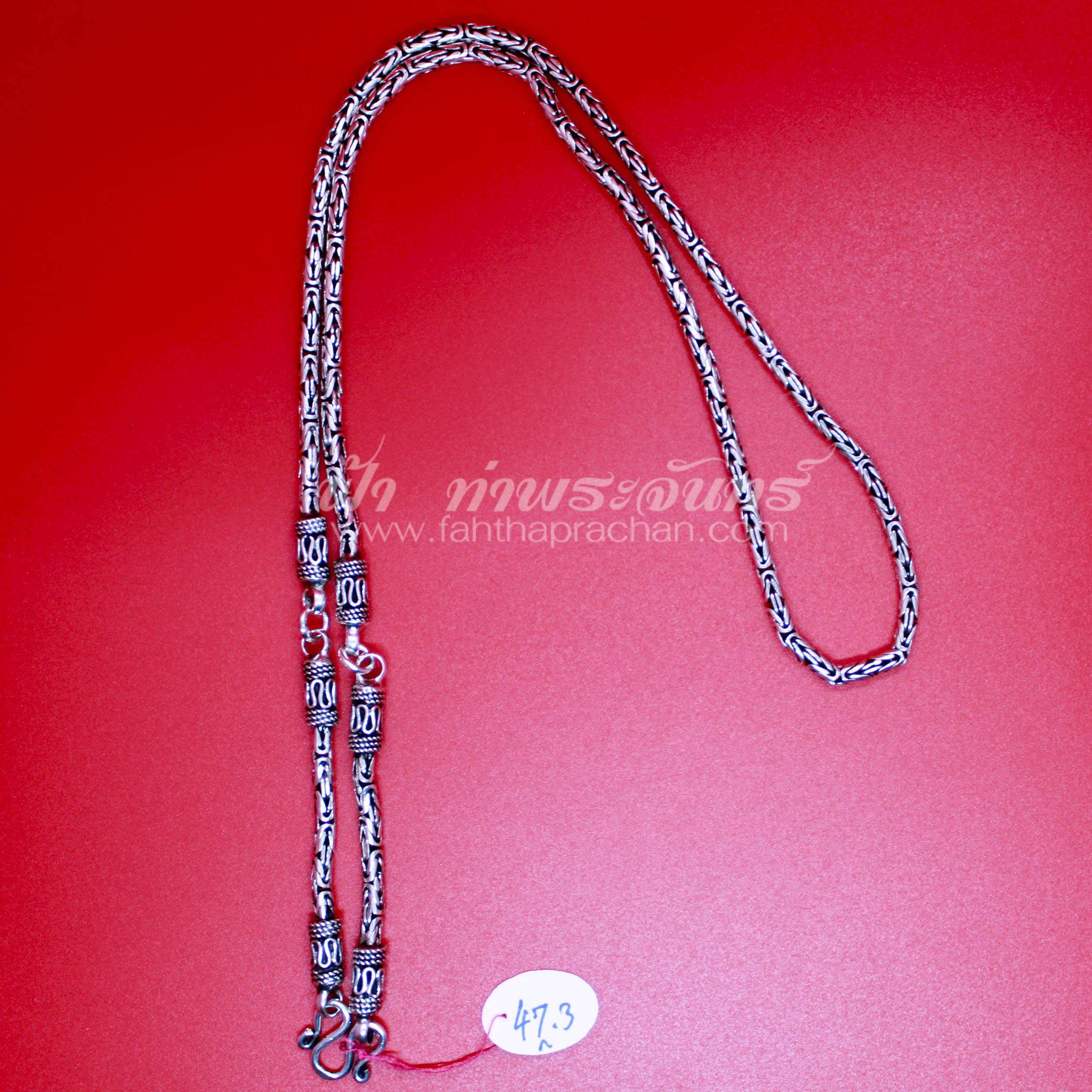 สร้อยคอเงินแท้ 92.5 ลายบาหลี รมดำ แบบ 3 ห่วง