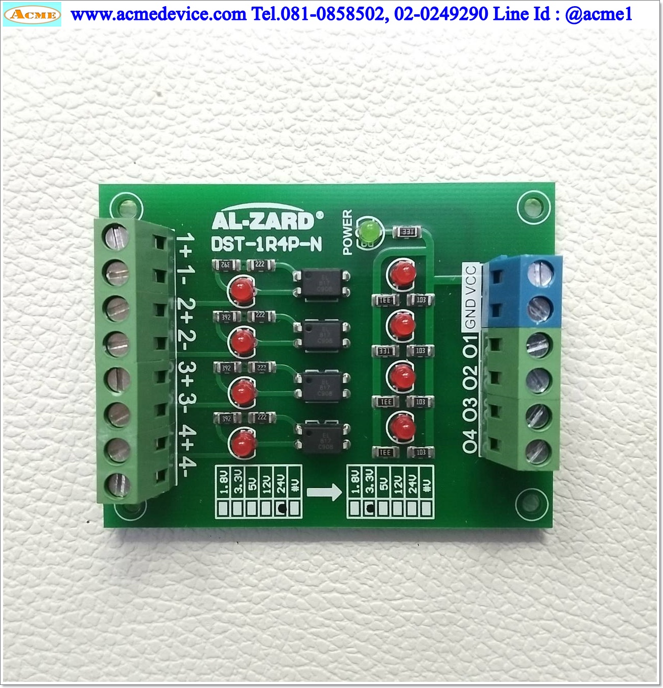 Isolation Voltage Conversion Board Al-zard รุ่น DST-1R4P-N, 24V to 3.3V, NPN Output