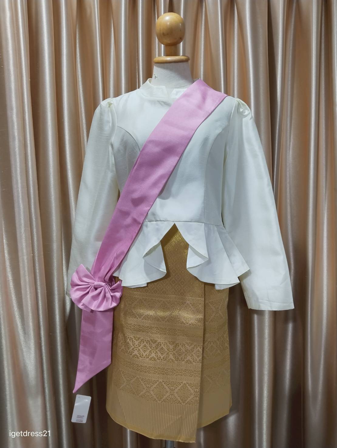 ผ้าคาดโบว์ไหมอิตาลีสีชมพู